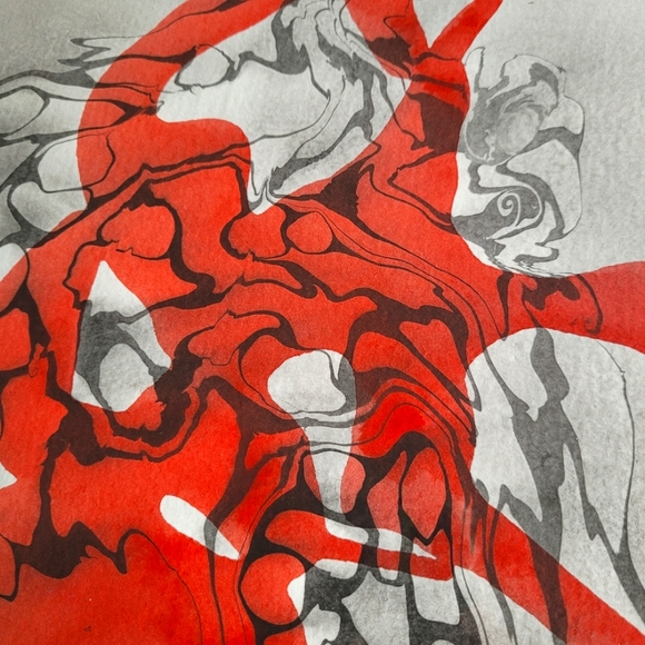 Original Mixed Media Suminagashi Abstract Watercolor Painting, 11x14 - Picture 3 of 5